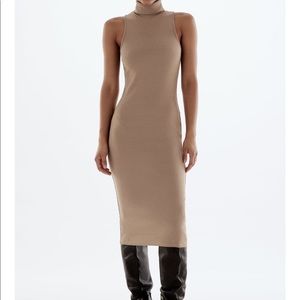 Zara Ribbed Midi Turtleneck Dress